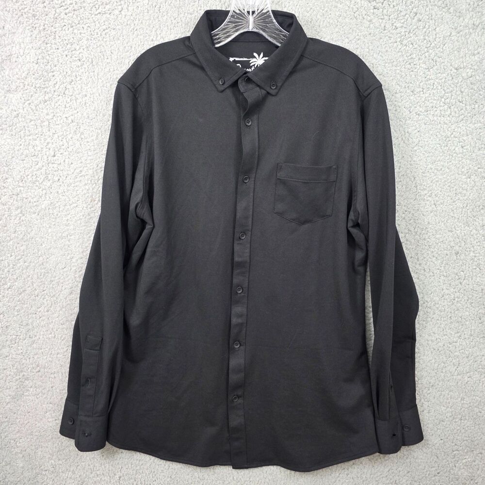 Desert Dunes Men's Black Button Down Long Sleeve Shirt Stretch Casual SIze M